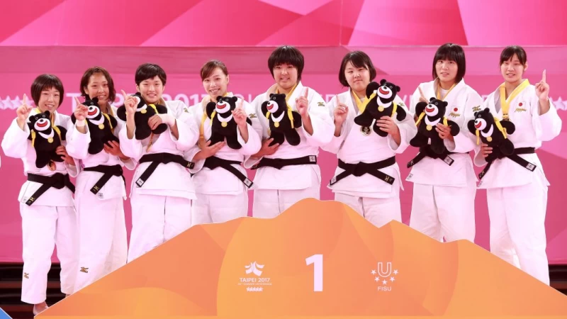 柔道女子團體賽日本隊奪下金牌。圖/2017世大運組委會提供