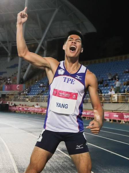 決賽楊俊瀚位於第五道,面對南非好手Thando Roto、日本好手多田修平(Tada Shuhei)及美國好手Cameron Burrell。臺北世大運組委會提供