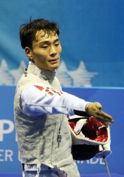 日本擊劍好手松山恭助，出戰鈍劍個人賽當天爺爺過世，讓他大受影響在金牌戰吞敗。圖/2017世大運組委會提供