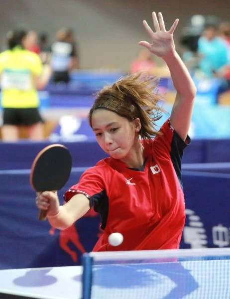 日本桌球美少女山本怜，成積不錯加上亮麗外表也讓他決定出征2017臺北世大運時就備受矚目。。圖/2017世大運組委會提供