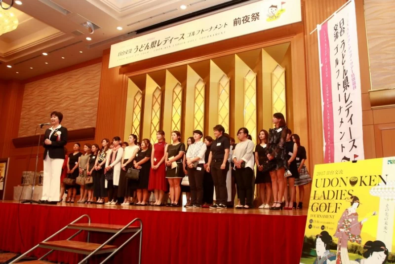 歡迎晚會上日本女子職業高爾夫協會理事長小林浩美致詞。圖/TLPGA提供