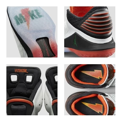 ir Jordan VI “Like Mike”,除了在配色上採用了Gatorade經典的橘、綠雙色,更在鞋帶鎖扣及鞋墊上呈現其經典的閃電元素。