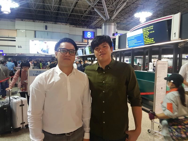 旅日投手宋家豪現身機場為陳鴻文加油打氣。圖/寶悍運動平台提供