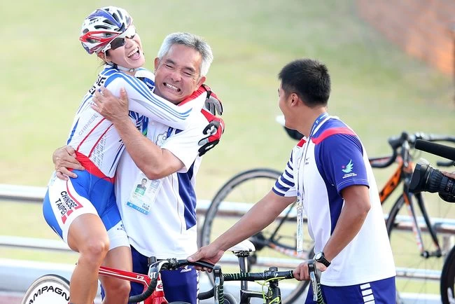 蕭美玉是台灣第一位亞運雙金自由車選手。資料照片