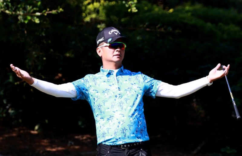臺灣強基金會菁英邀請賽第二回合林文堂兩天成績.62.66(-16)持續領先。鍾豐榮攝影
