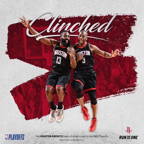 火箭成為西區第一支闖進季後賽球隊。圖/@ASAP_SportsNews Twitter