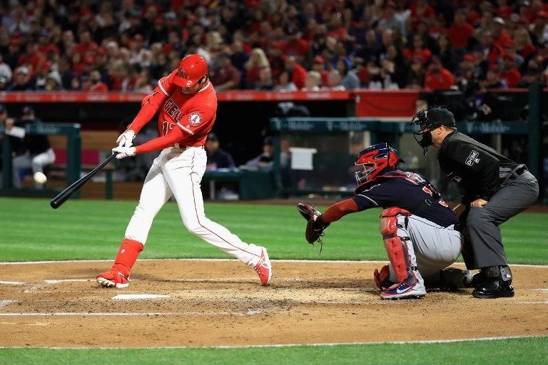 大谷翔平敲生涯首轟。法新社