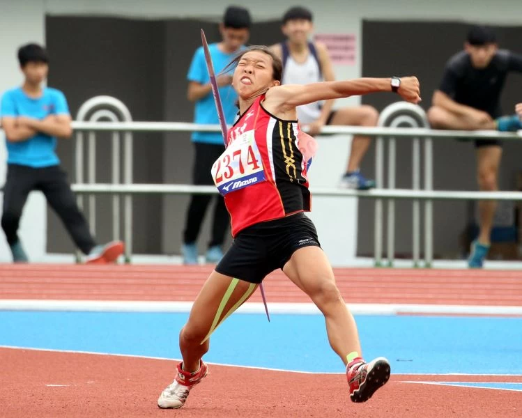 高女標槍邱于庭封后。林嘉欣／攝影。