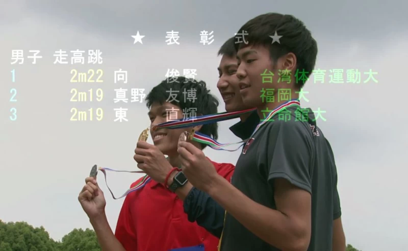 向俊賢(左二)奪金。截取自直播畫面。