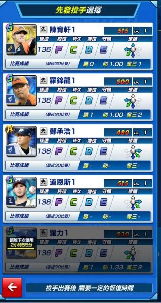 《PRO野球VS》:玩家要決定由誰登板先發(開發畫面)