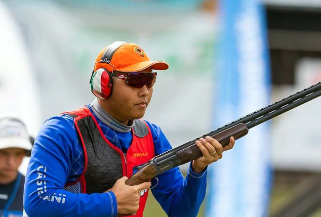 楊昆弼在青年世界盃射擊賽勇奪男子不定向飛靶銀牌。取自／國際射總官網。