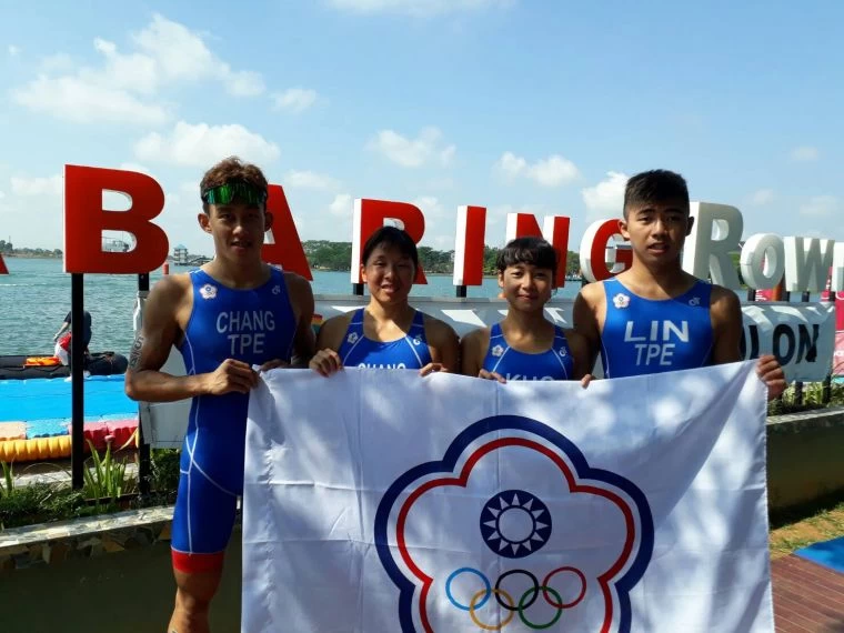 中華鐵人隊首度參加亞運就獲第5。中華鐵人三項協會提供