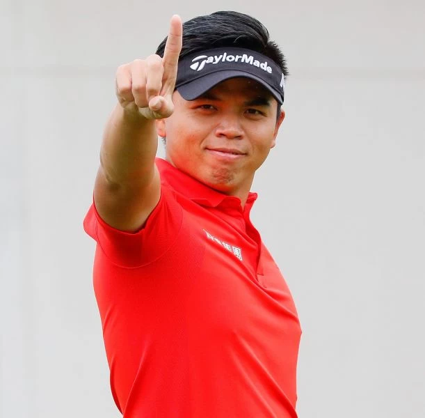 洪健堯以三回合總桿203桿(-13),單獨領先。葉勇宏攝
