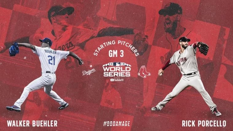 ▲世界大賽G3，道奇布勒對決紅襪波希羅。（圖／翻攝自@redsox推特）