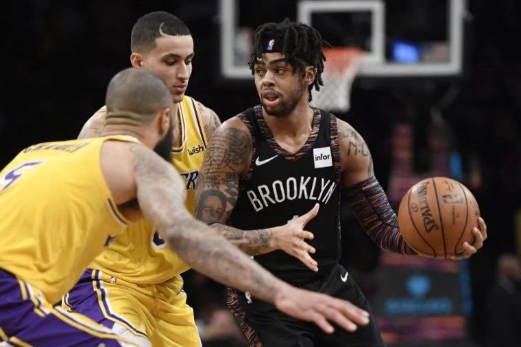 籃網主將Russell背靠背表現差異很大。法新社