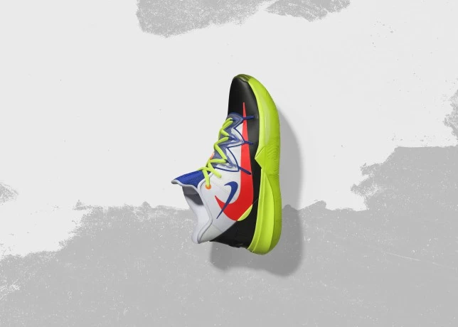 KYRIE 5 X ROKIT: 致敬滑板和籃球文化中強烈的個性表達能力，展現了兩項運動的共同之處。