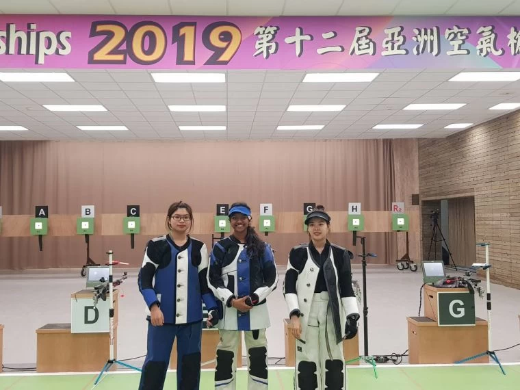 林穎欣(左)獲得本屆亞洲空氣槍射擊錦標賽十米空氣步槍亞軍。圖/取自12th Asian Airgun Championship官方FB