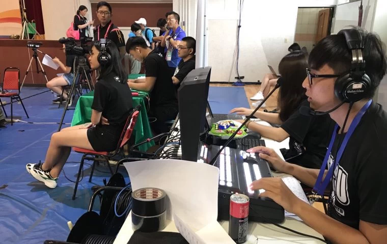 國體大學生參與全大運轉播。NTSUper體育超人提供