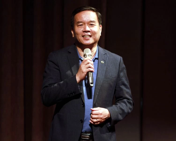中華企業射箭聯盟會長邱炳坤。林嘉欣/攝影。