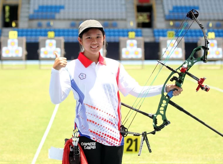 中華隊王律勻在2019亞洲盃射箭賽第二站暨世界排名賽女子複合弓排名賽排第一。中華民國射箭協會/提供。