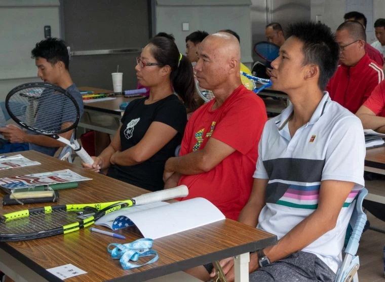 資深國手陳迪與詹佛成、詹謹瑋父女檔參與菁英教練講習。海碩整合行銷提供