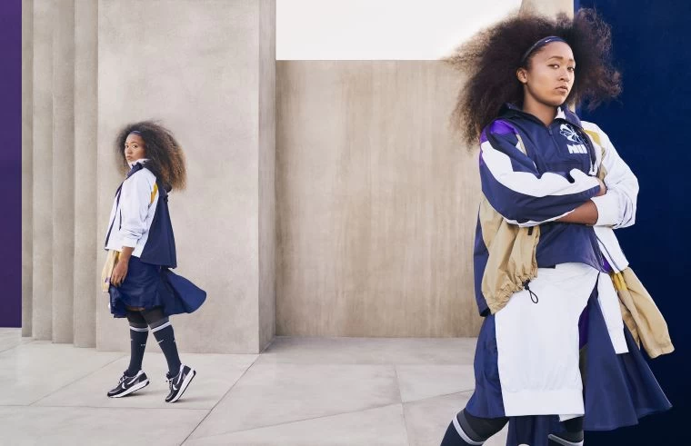 運動員大阪直美 (Naomi Osaka)演繹 Nike x sacai LDWaffle鞋款。Nike提供