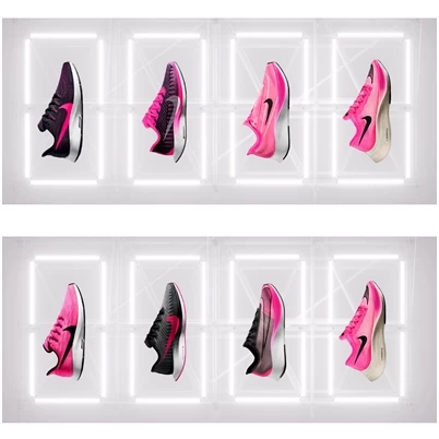 Nike疾速系列 Pink Blast 配色男子(下)、女子鞋款。Nike提供
