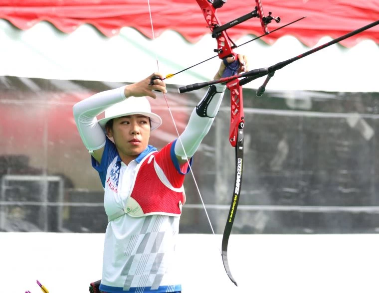 愛山林隊譚雅婷吞止痛藥後上陣寫七連勝。企業射箭聯盟/提供。