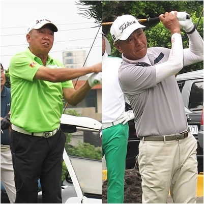 鍾春興(左)、呂文德67桿並列領先。大會提供