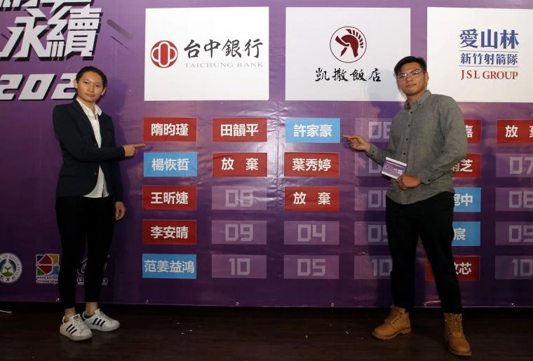 中華企業射箭聯賽3年選秀狀元后隋昀瑾和許家豪。中華企業射箭聯盟／提供。