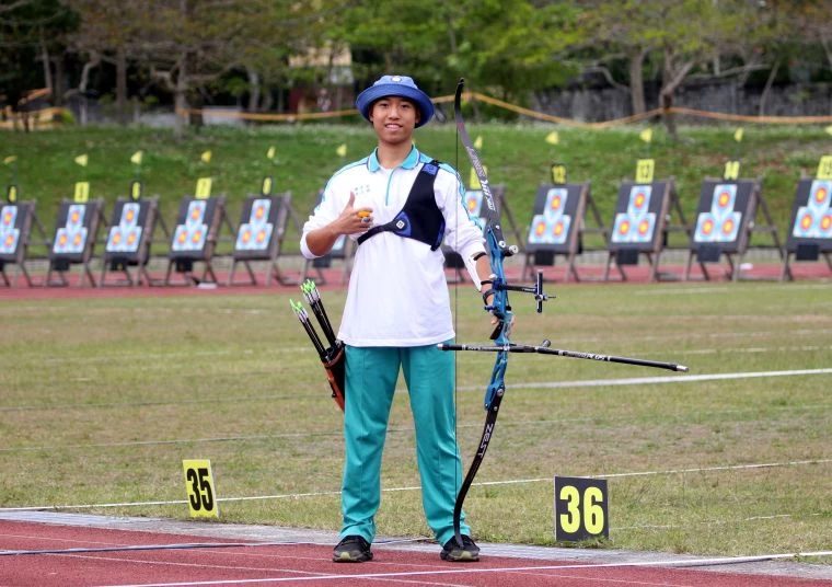玉里高中林谷諺是中華奧運射箭代表隊總教練林政賢的兒子。林嘉欣/攝影。