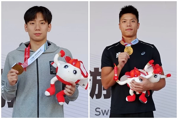 年紀相差一輪的台師大選手吳浚鋒(右)、王冠閎雙破全國。詹健全攝