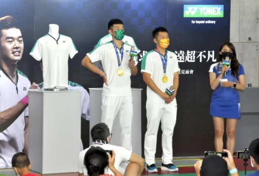 王齊麟、李洋奧運返台首次出席贊助品牌之公開見面會。黃士綸／攝