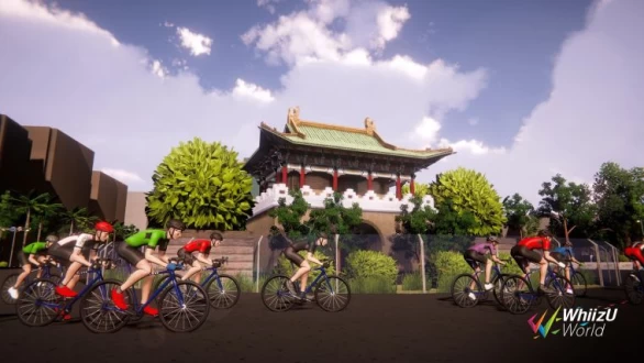 自由車電競爭罷賽臺北站的模擬畫面。體育署提供