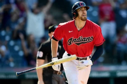 印地安人外野手布拉德利（Bradley Zimmer)。法新社