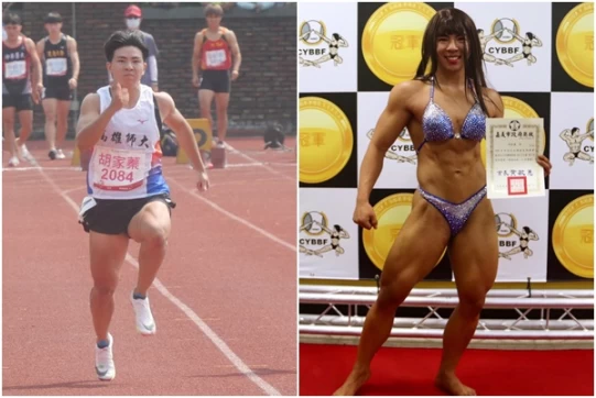 高雄師大女飛毛腿胡家蓁去年還曾是全國健美第六選手。合成照片