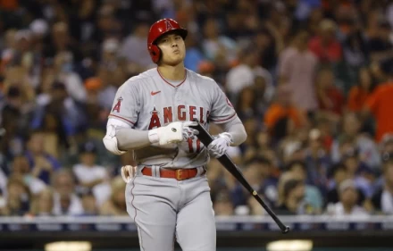 大谷翔平封關戰開轟敲百打點,表態續約意願。(法新社資料照)