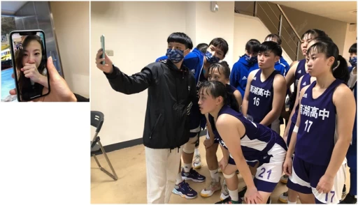 南湖晉級正在自主管理的「小乖教練」孫韻筌第一時間跟球員視訊頻頻拭淚。大會提供