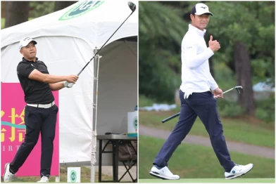 方胤人(右)、詹世昌137桿並列領先。合成照片