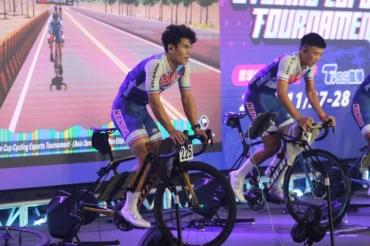彭源堂(左)以47分48秒30寫下台灣男子選手最佳成績。車協提供