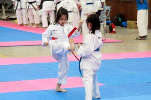 國中、國小演武透過招式對峙,讓國中小學生了解武術含義與實用價值。蔡宗憲攝
