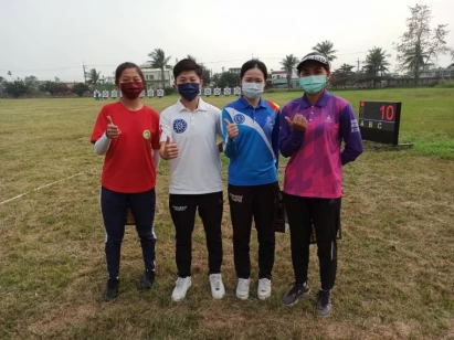 中華亞運反曲弓女子隊,邱意晴(左起)、雷千瑩、彭家楙和郭紫穎。詹健全攝