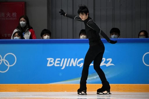 羽生結弦首度至北京冬奧賽場做準備。法新社