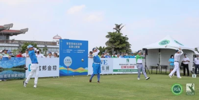 開球儀式(左起)TPGA理事長陳榮興、長華集團總裁黃嘉能、長華集團獨立董事洪嘉鍮、信誼高爾夫球場總經理林壬林。TPGA提供/葉勇宏攝