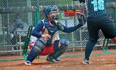 U18世界盃明星捕手因「帥」而練 暨大林紀紜想拼打擊獎。(大專體總提供).