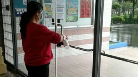 加強自由車場運動場域的防疫清消作業。台中運動局提供