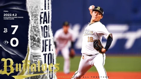 山本由伸拿下跨季17連勝。摘自歐力士推特