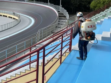 運動局已完成全面場館清消-強化防疫措施。台中運動局提供