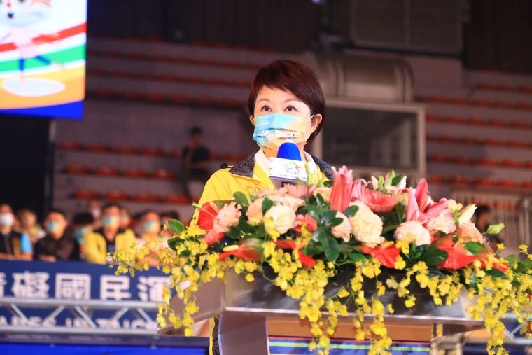 台中市長盧秀燕以大會主人歡迎選手。(大會提供)