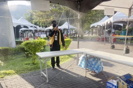 全中運龍舟競賽場地進行清消作業。花蓮縣政府提供